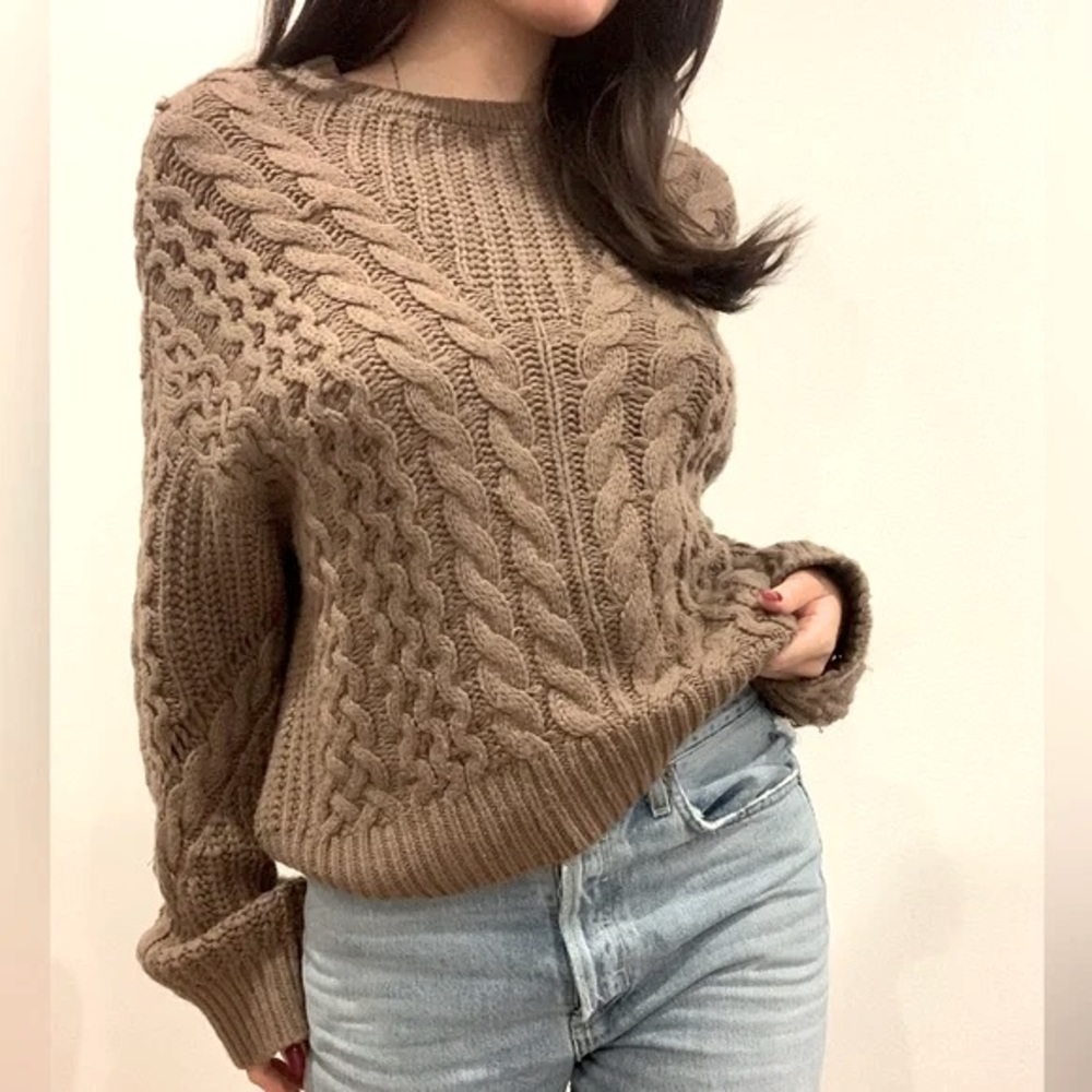 Dynamite Brown Cable Knit Sweater